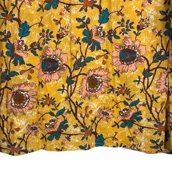 Bindu Corinne 100% Cotton‎ Long Sleeve Floral Top Yellow Ruffle Trim Size XL - Picture 4 of 11
